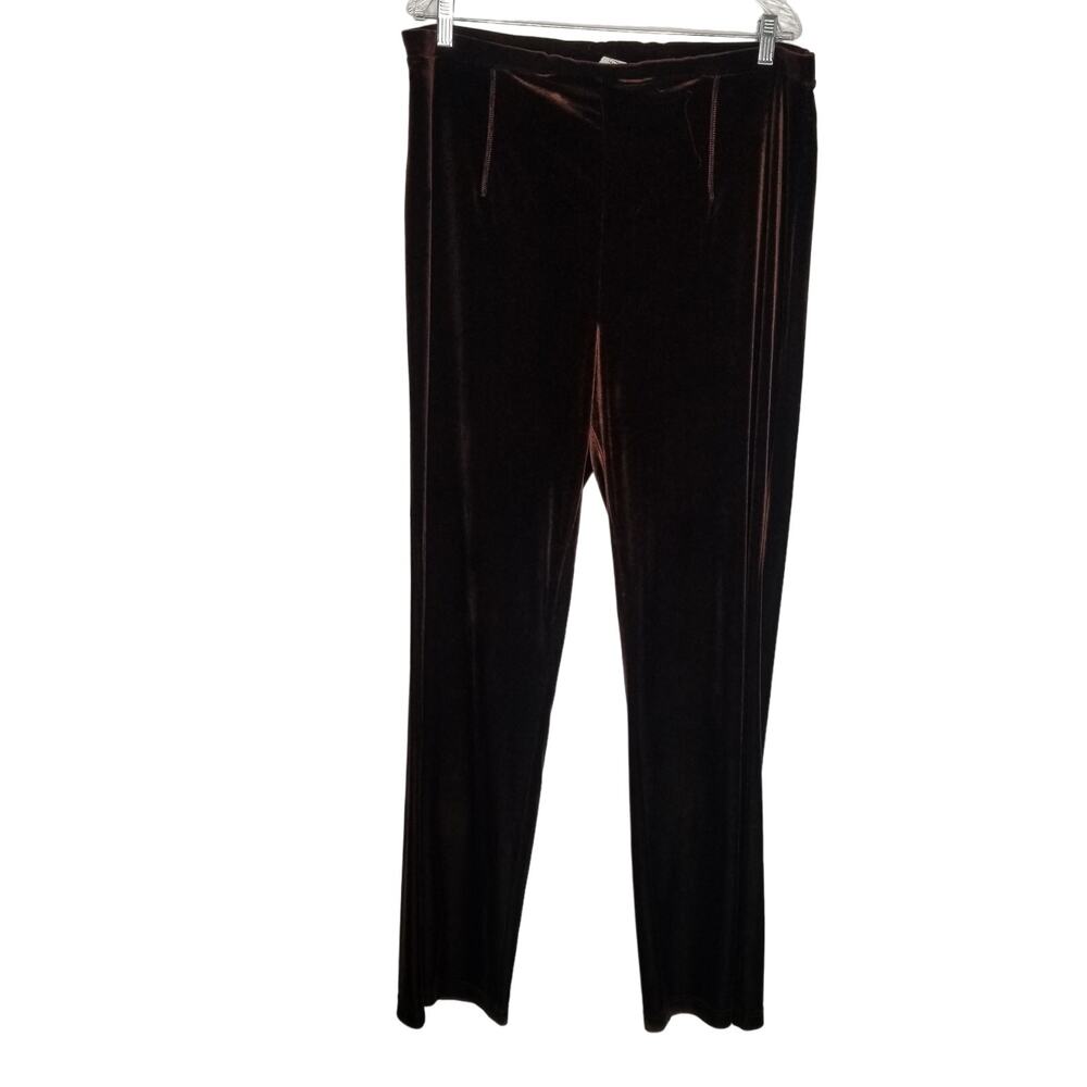 Avenue Women's Velour Loungewear Set, Brown 2Pc Blouse and Pant Size 14/16 Tall - Picture 5 of 16